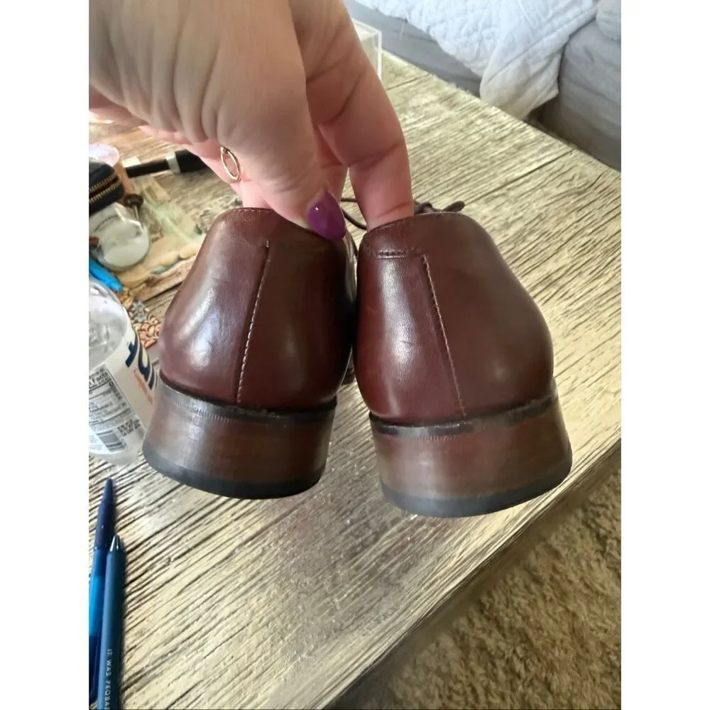 Thursday Brown Leather Lace Up Loafers sz 10 EUC